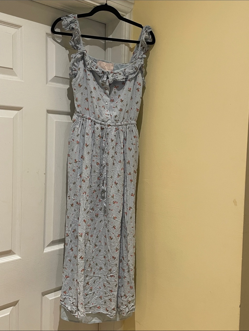 Gal Meets Glam Pale Blue Floral Dress Cottagecore Bohemian Eurosummer Feminine